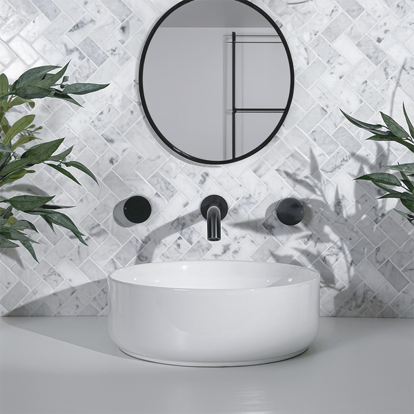 Alma Brushed Gunmetal Simple Circle Handles and Wall Spout Set