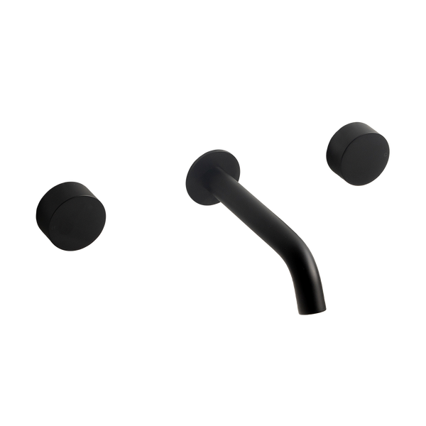 Alma Matte Black Simple Circle Handles and Wall Spout Set