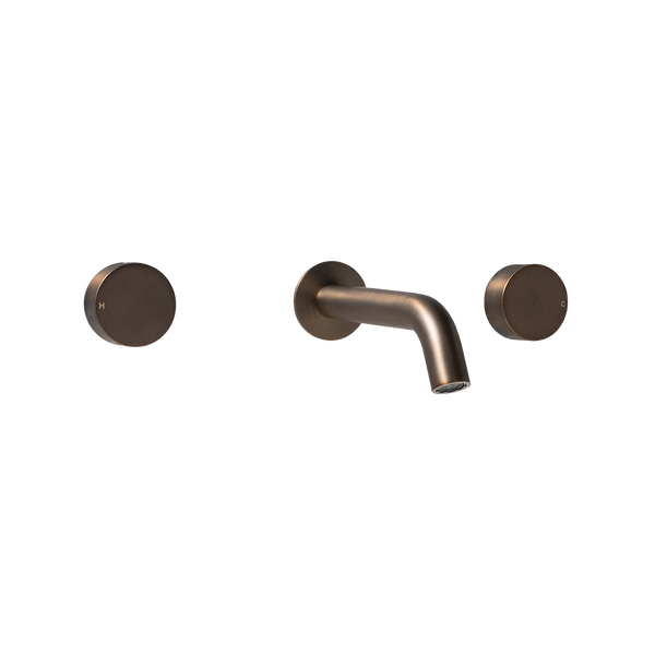 Alma Brushed Vintage Antique Brass Simple Circle Handles and Wall Spout Set