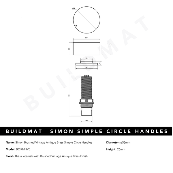 Alma Simon Brushed Vintage Antique Brass Simple Circle Handles