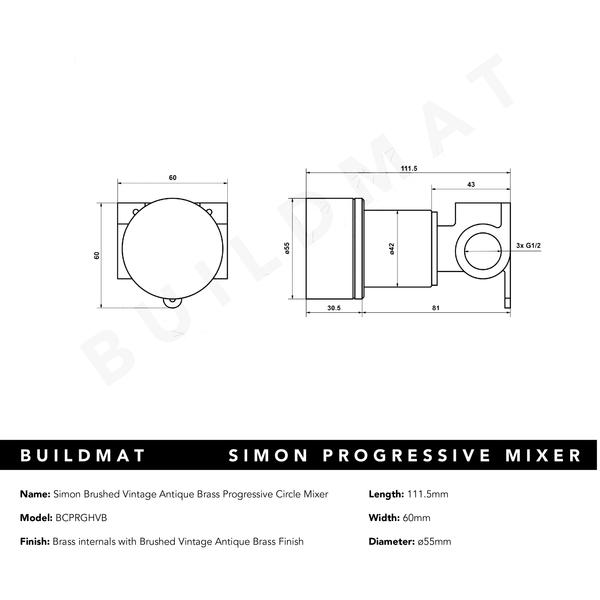 Alma Simon Brushed Vintage Antique Brass Progressive Circle Mixer