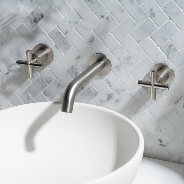 Alma Cora Brushed Nickel Cross Tap Handles