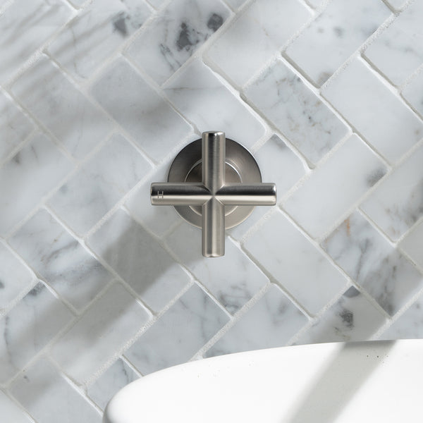 Alma Cora Brushed Nickel Cross Tap Handles