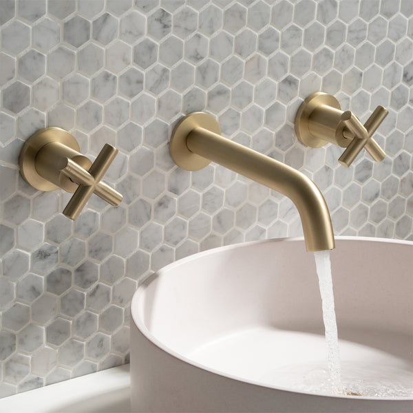 Alma Mira Brushed Brass Gold Wall Spout