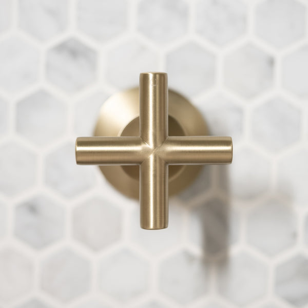 Cora Brushed Brass Gold Cross Tap Handles