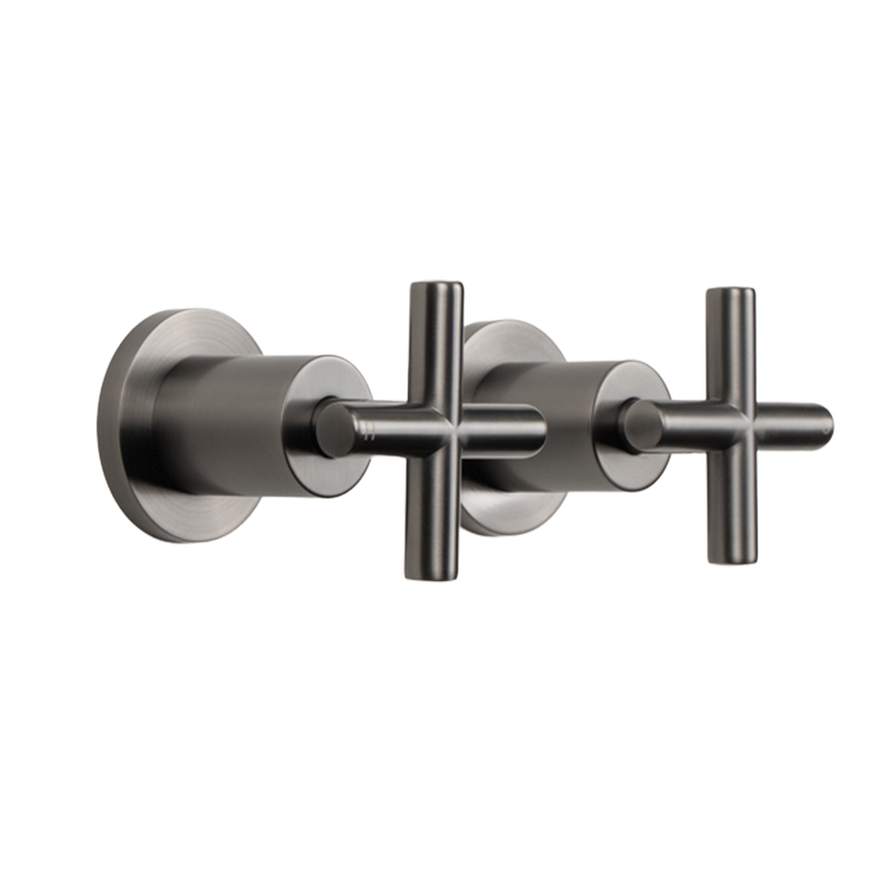 Cora Brushed Gunmetal Cross Tap Handles