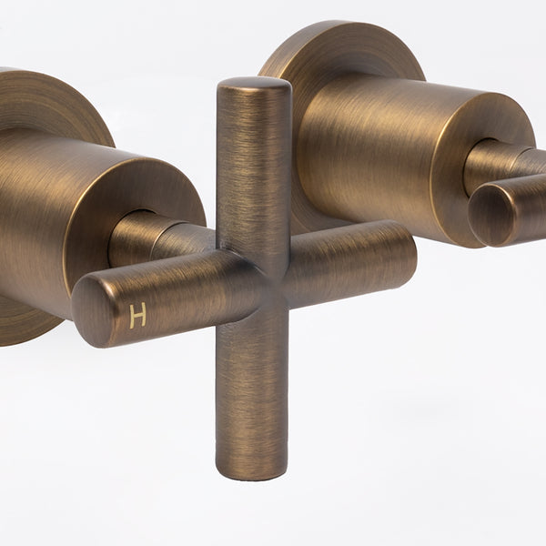 Alma Cora Brushed Vintage Antique Brass Cross Tap Handles