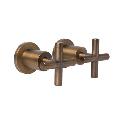 Alma Cora Brushed Vintage Antique Brass Cross Tap Handles