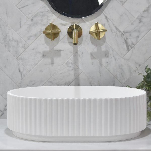 Keva Holly Matte White Fluted Pill Basin