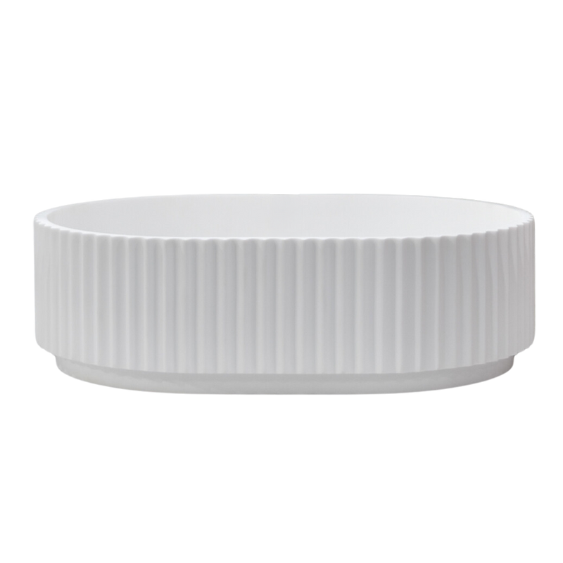 Holly Matte White Fluted Pill Basin