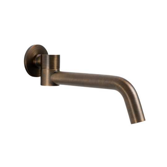 Brushed Vintage Antique Brass Cross Tap Handles and Swivel Wall Spout Set