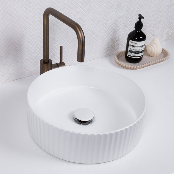 Alma Camilla Fluted Matte White Basin
