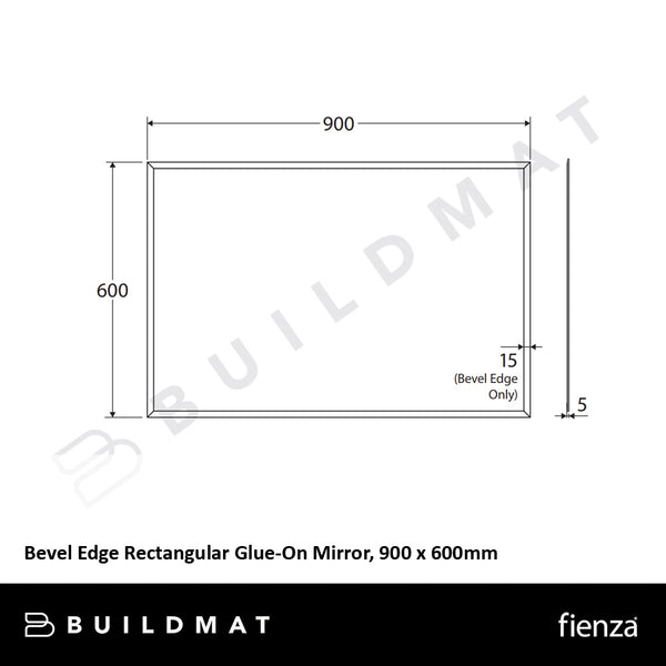 Fienza Bevel Edge Rectangular Glue-On Mirror 900 x 600mm