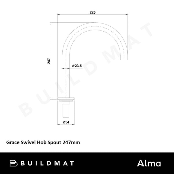 Alma Grace Swivel Hob Spout 247mm Brushed Gunmetal