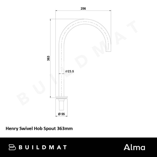 Alma Henry Swivel Hob Spout 363mm Brushed Vintage Antique Brass