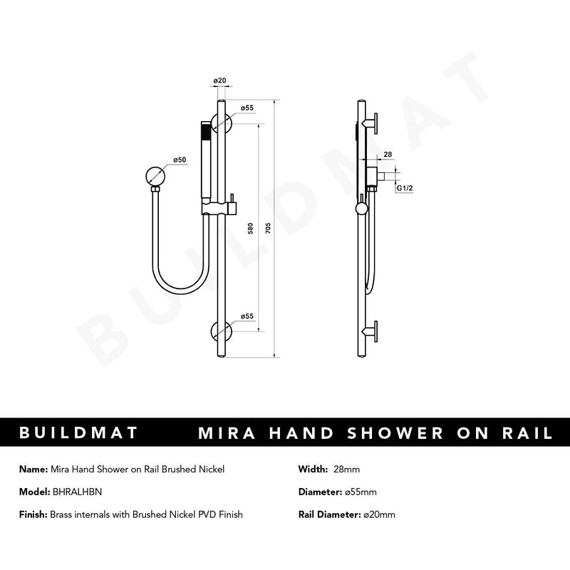 Mira Brushed Nickel Shower on Rail