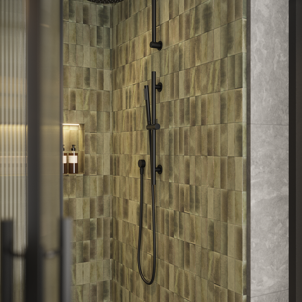 Alma Mira Matte Black Shower on Rail
