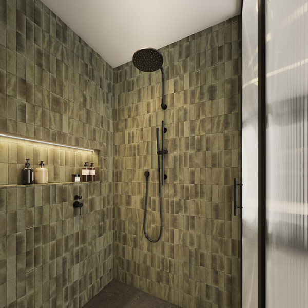 Alma Mira Matte Black Shower on Rail