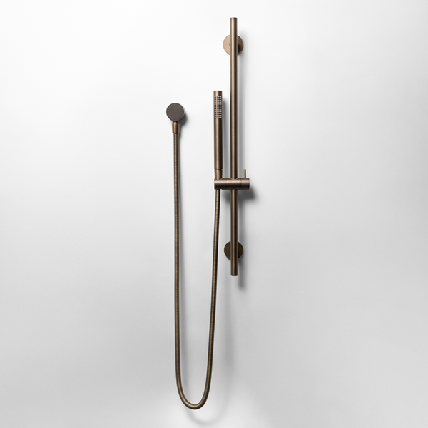Alma Mira Brushed Vintage Antique Brass Shower on Rail