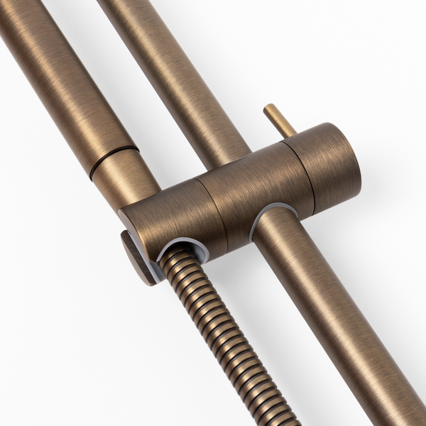 Alma Mira Brushed Vintage Antique Brass Shower on Rail