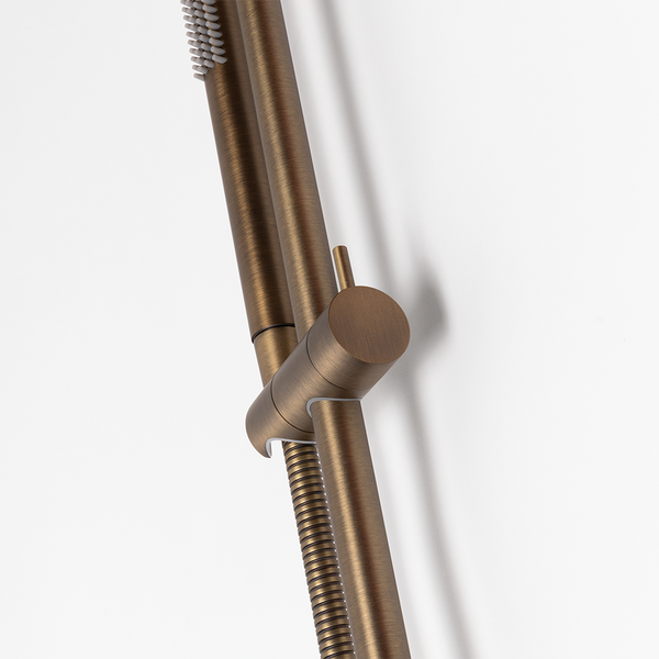 Alma Mira Brushed Vintage Antique Brass Shower on Rail