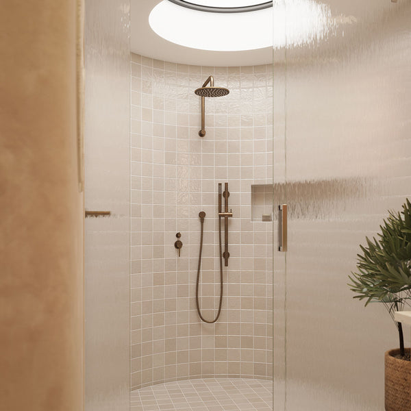 Alma Mira Brushed Vintage Antique Brass Wall Mixer with Turn Divertor