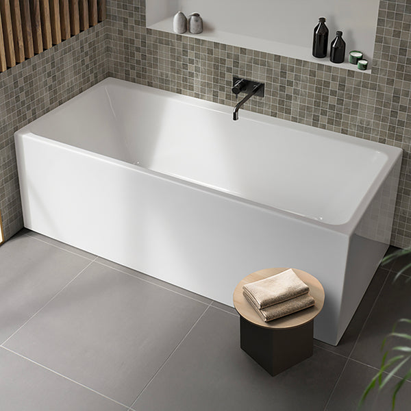 Decina 1500mm Bianco Back To Wall Corner freestanding Bath Gloss White