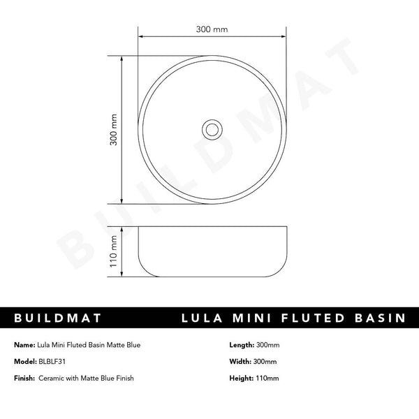 Alma Lula Mini Fluted Matte Blue Basin