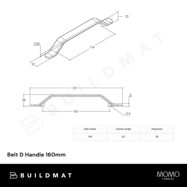 Momo Handles Momo Belt D Handle 160mm Forest Green