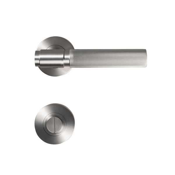 Alma Brushed Nickel Linear Door Handle with Linear Lock Set