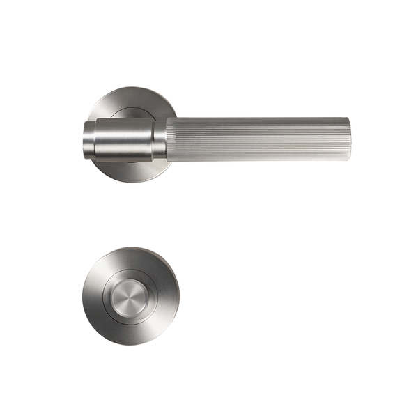 Alma Brushed Nickel Linear Door Handle with Linear Lock Set