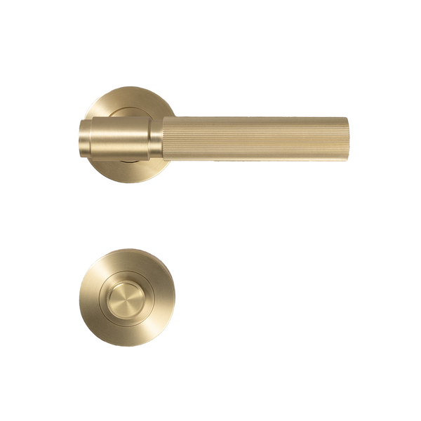 Alma Brushed Brass Gold Linear Door Handle with Linear Lock Set