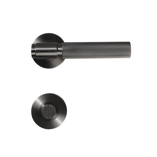 Alma Brushed Gunmetal Linear Door Handle with Linear Lock Set