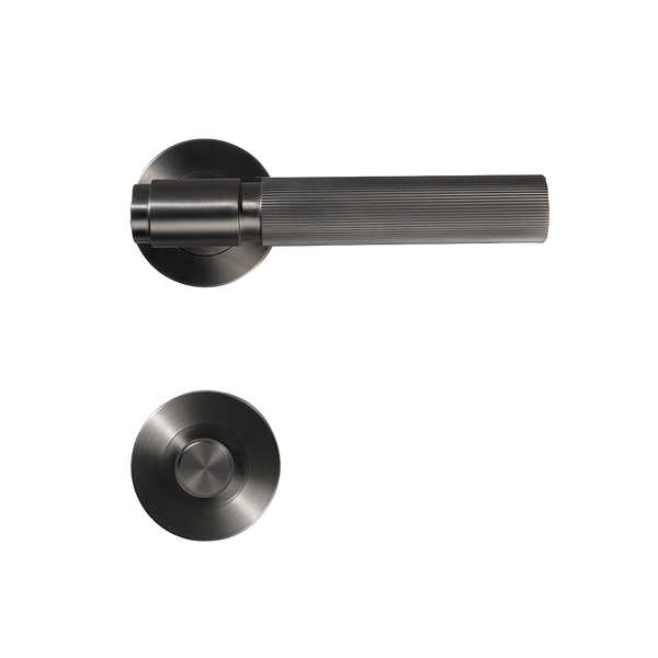 Alma Brushed Gunmetal Linear Door Handle with Linear Lock Set