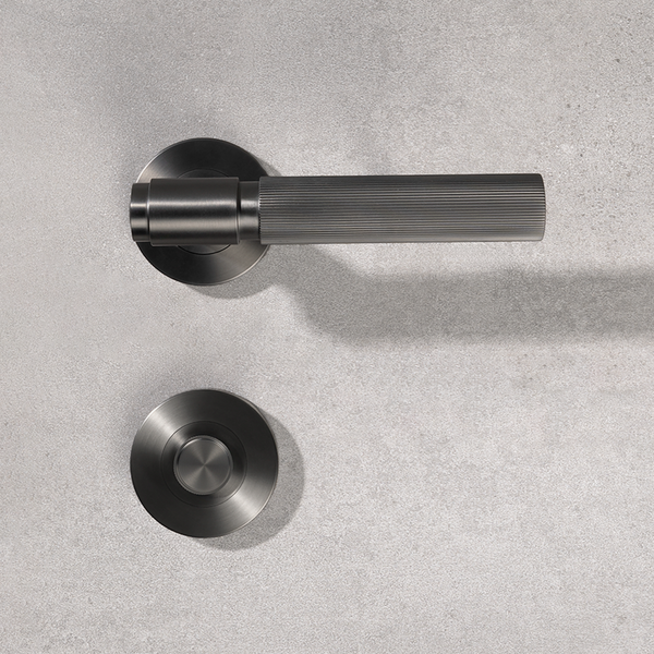Alma Brushed Gunmetal Linear Door Handle with Linear Lock Set