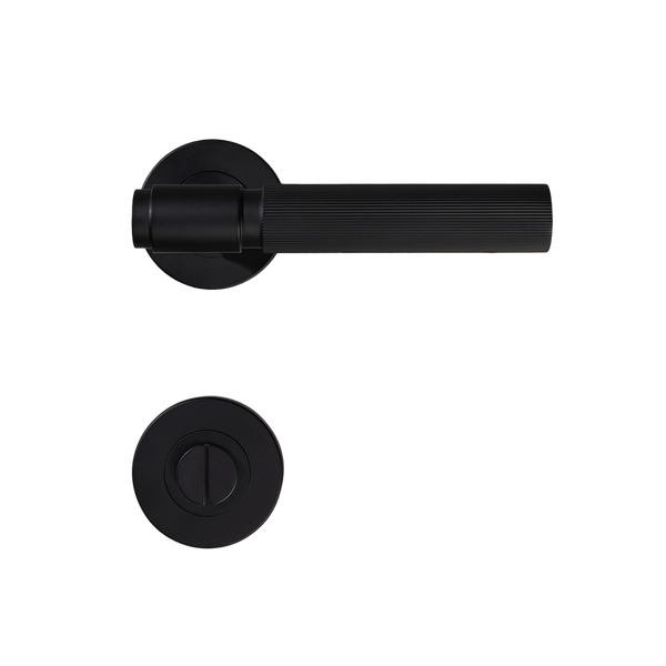 Alma Matte Black Linear Door Handle with Linear Lock Set