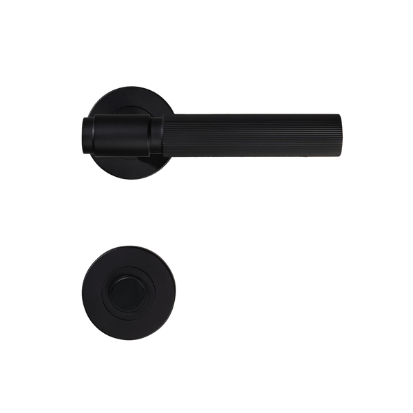 Alma Matte Black Linear Door Handle with Linear Lock Set