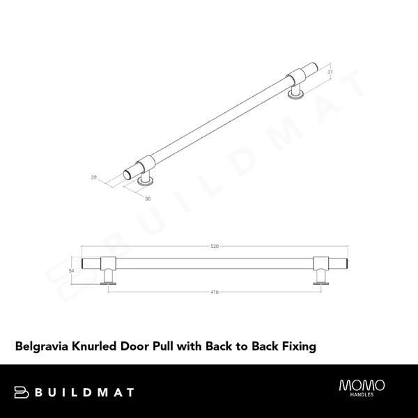 Momo Belgravia Knurled Door Pull with Back to Back Fixing 416mm Bronze