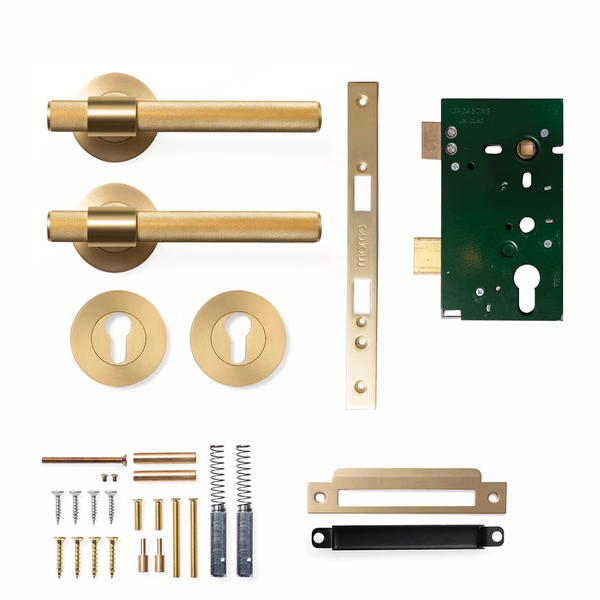 Momo Belgravia Solid Brass Lever Entrance Set Brushed Satin Brass
