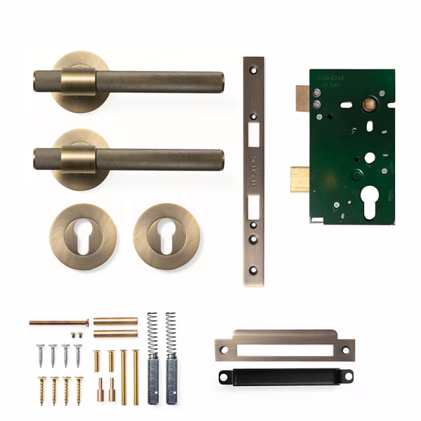Momo Belgravia Solid Brass Lever Entrance Set Dark Brushed Brass