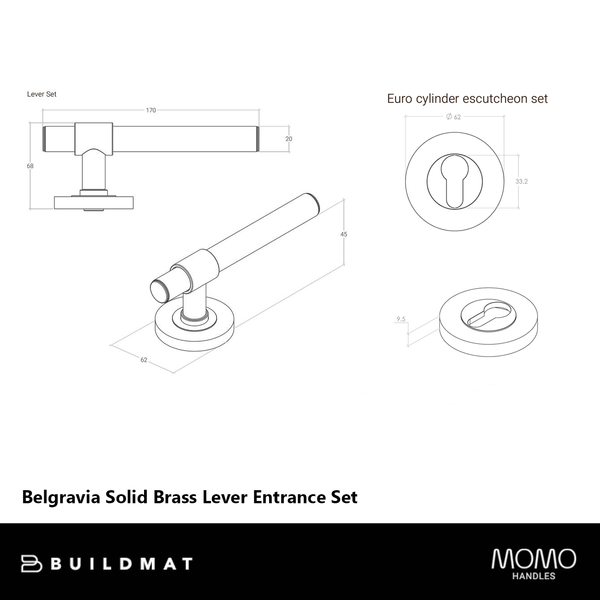 Momo Belgravia Solid Brass Lever Entrance Set Matte Black