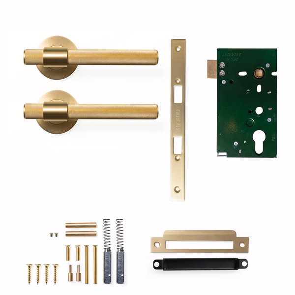 Momo Belgravia Solid Brass Mortice Lock Passage Lever Set Brushed Satin Brass
