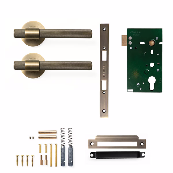 Momo Belgravia Solid Brass Mortice Lock Passage Lever Set Dark Brushed Brass