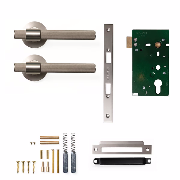 Momo Belgravia Solid Brass Mortice Lock Passage Lever Set Dull Brushed Nickel