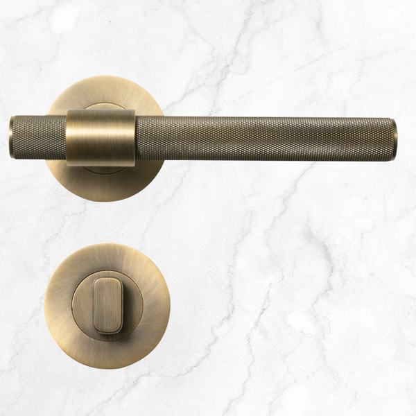 Momo Belgravia Solid Brass Mortice Lock Privacy Lever Set Dark Brushed Brass