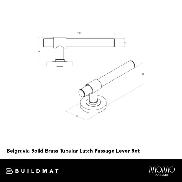 Momo Belgravia Solid Brass Tubular Latch Passage Lever Set In Bronze