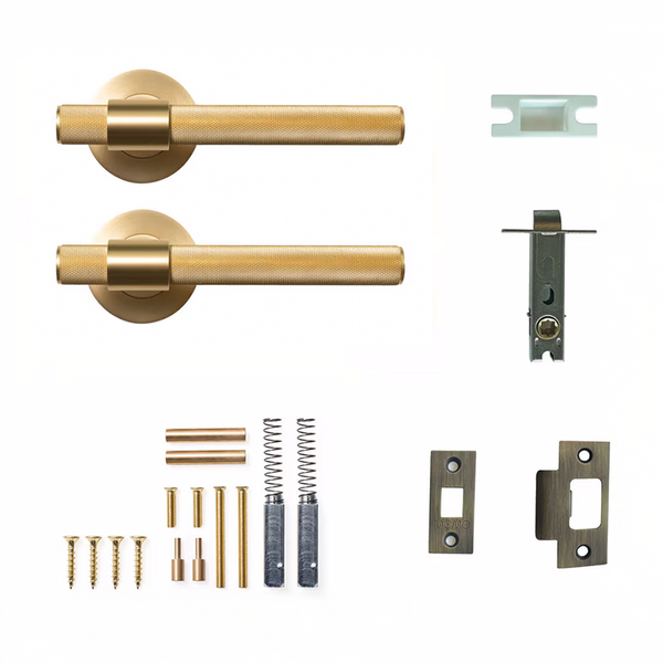 Momo Belgravia Solid Brass Tubular Latch Passage Lever Set In Brushed Satin Brass
