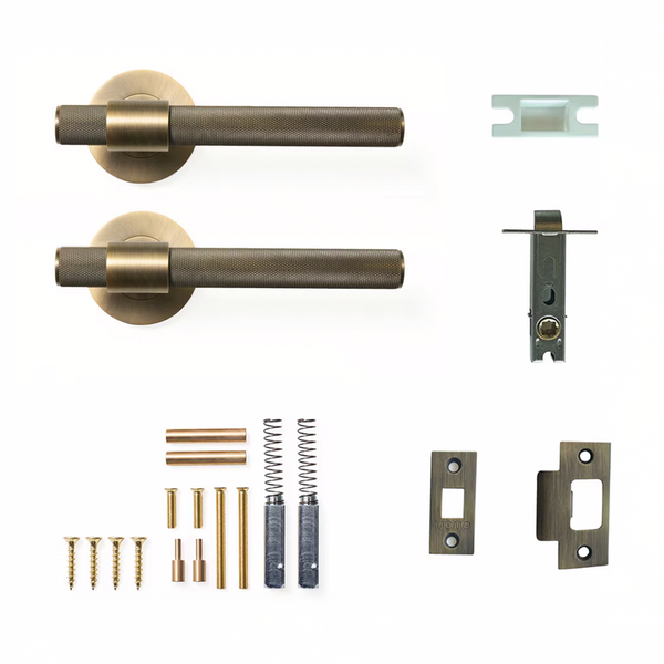 Momo Belgravia Solid Brass Tubular Latch Passage Lever Set In Dark Brushed Brass