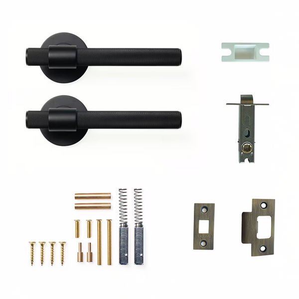 Momo Belgravia Solid Brass Tubular Latch Passage Lever Set In Matte Black