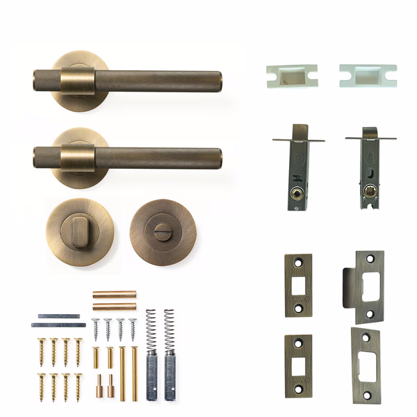 Momo Belgravia Solid Brass Tubular Latch Privacy Lever Set Dark Brushed Brass